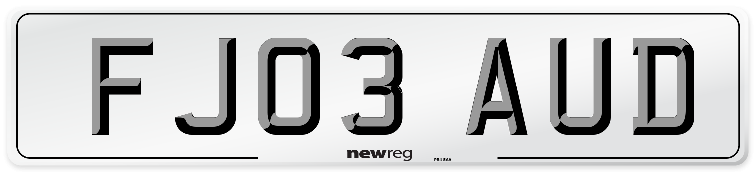 FJ03 AUD Number Plate from New Reg